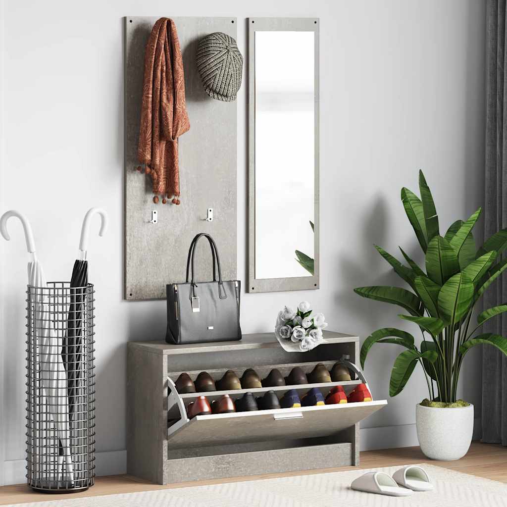 Vidaxl schoenenkastset 3-in-1 bewerkt hout betongrijs