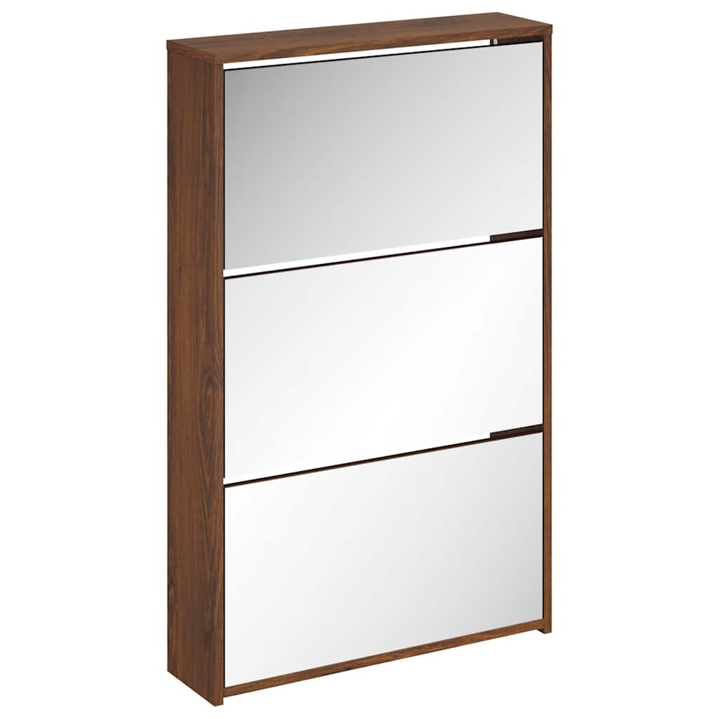 VidaXL Schoenenkast met spiegel 3-laags 63x17x102,5 cm bruiniken