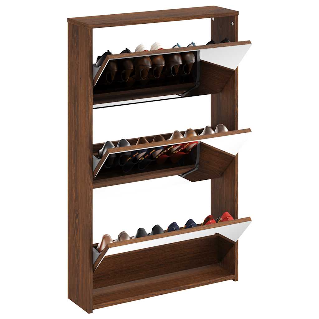 VidaXL Schoenenkast met spiegel 3-laags 63x17x102,5 cm bruiniken