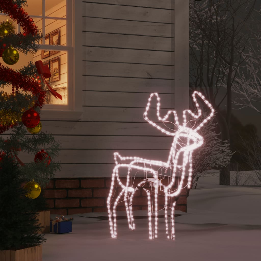 VidaXL Kerstfiguur rendier met bewegende kop warmwit 76x42x87 cm
