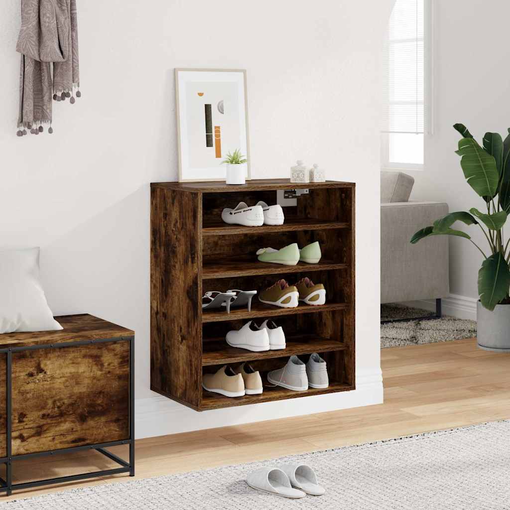 Vidaxl schoenenkast 60x35x70 cm bewerkt hout gerookt eikenkleurig
