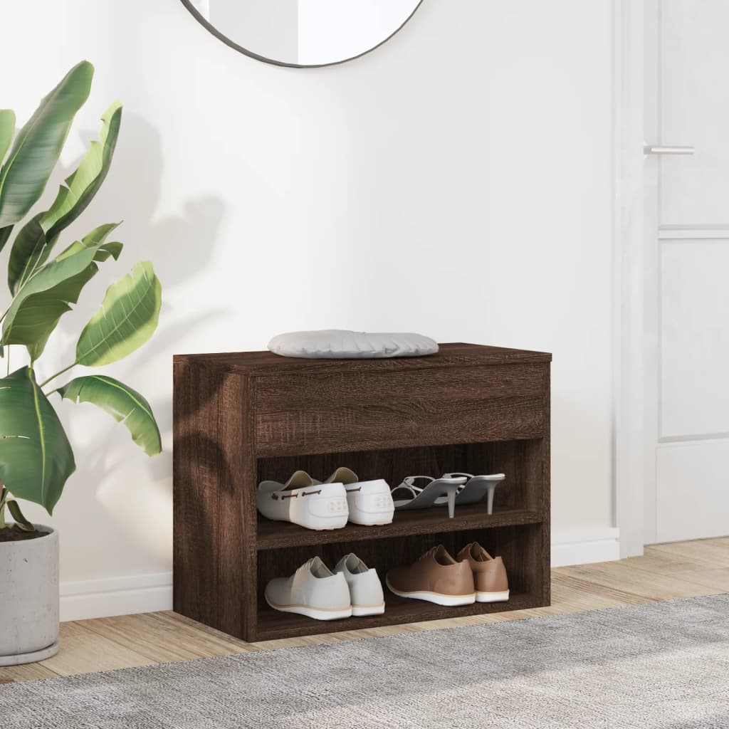 Vidaxl schoenenbank 60x30x45 cm bewerkt hout bruin eikenkleur