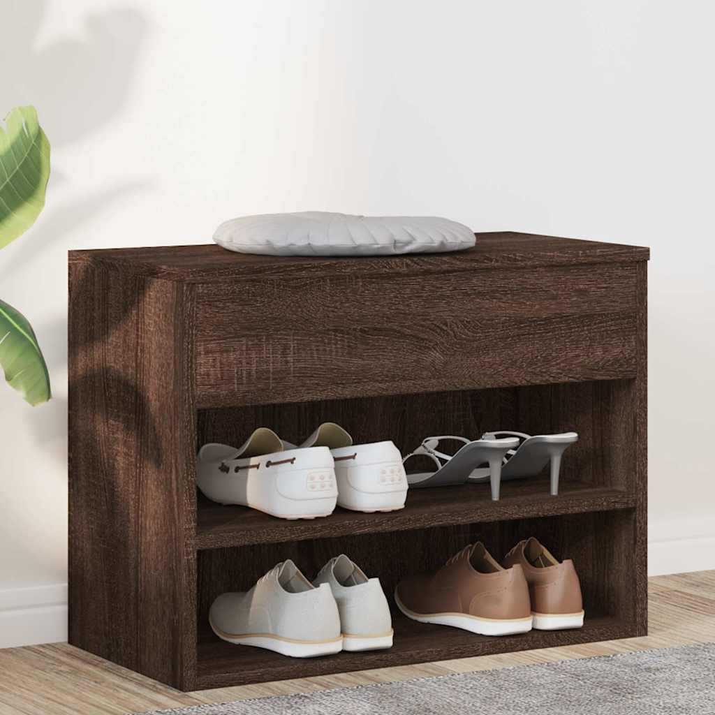 Vidaxl schoenenbank 60x30x45 cm bewerkt hout bruin eikenkleur