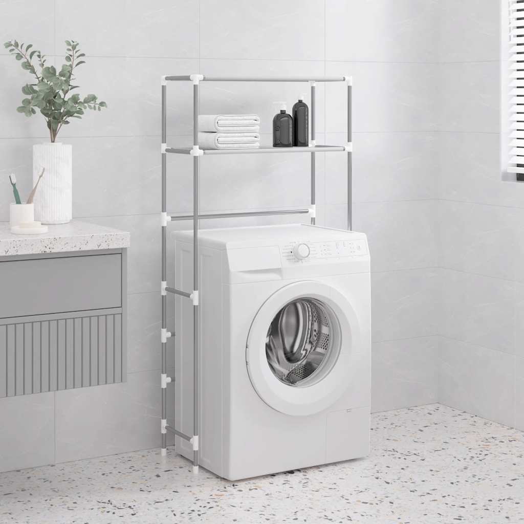 Vidaxl wasmachinerek 2-laags 69x28x143 cm ijzergrijs