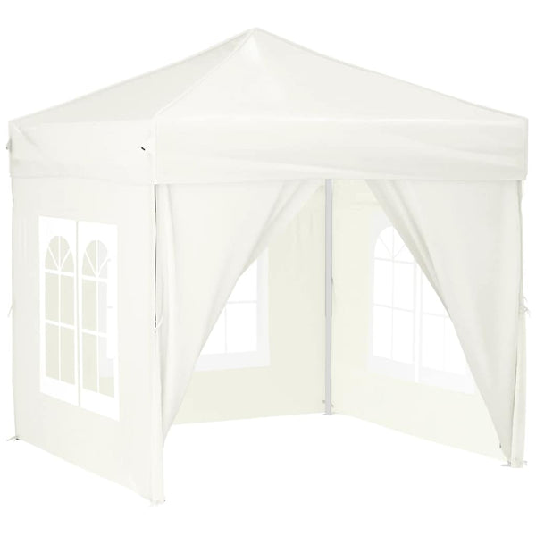 Vidaxl partytent inklapbaar met zijwanden 2x2 m crèmekleurig