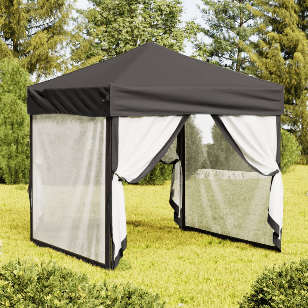 Vidaxl partytent inklapbaar met zijwanden 2x2m antracietkleurig