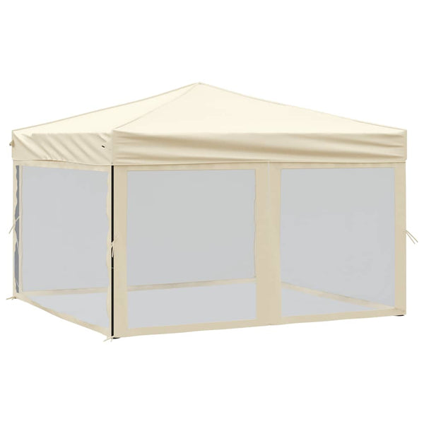 Vidaxl partytent inklapbaar met zijwanden 3x3 m crèmekleurig