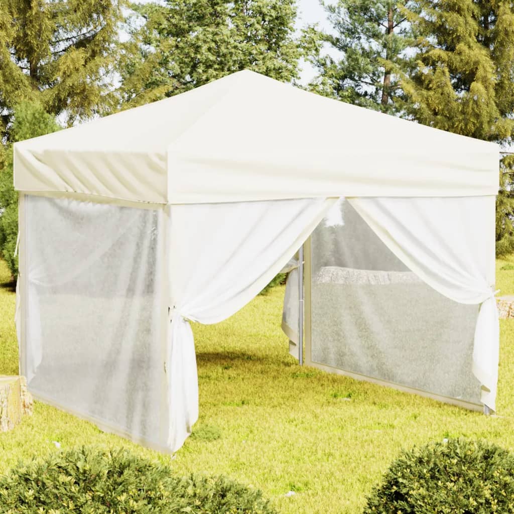 Vidaxl partytent inklapbaar met zijwanden 3x3m crèmekleurig