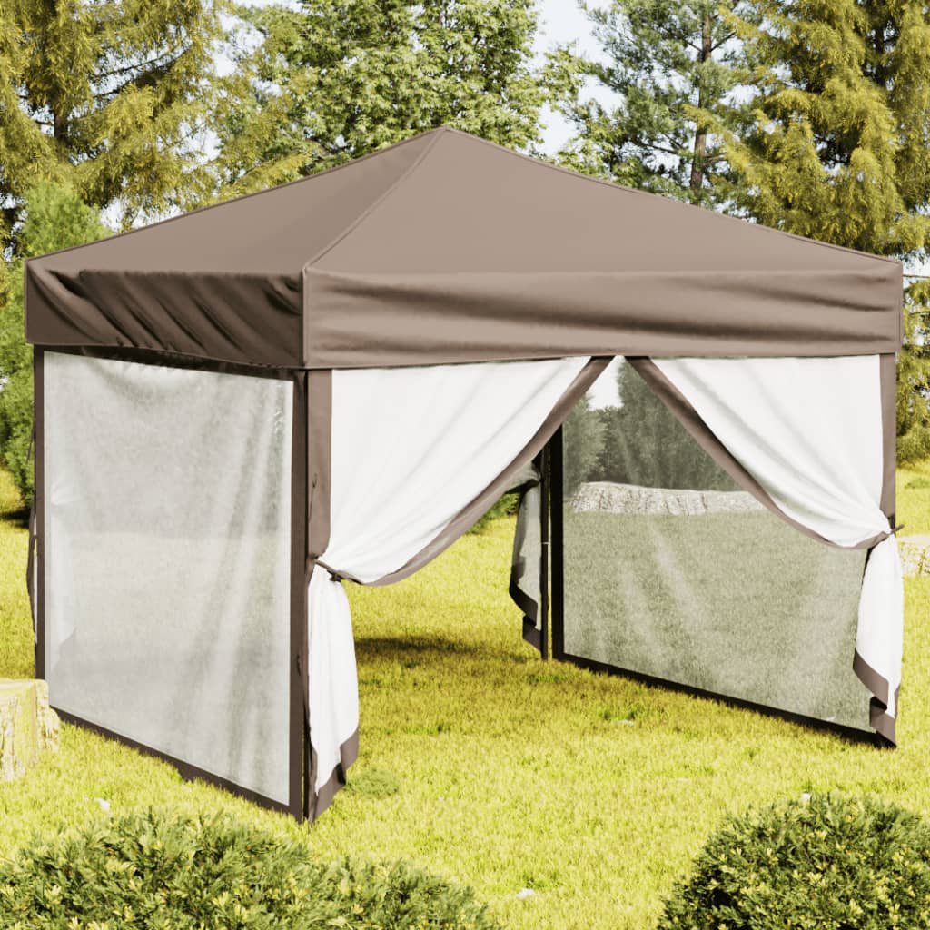 Vidaxl partytent inklapbaar met zijwanden 3x3m taupe