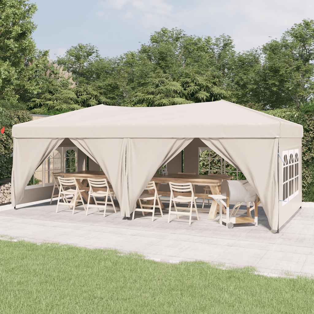 Vidaxl partytent inklapbaar met zijwanden 3x6m crèmekleurig
