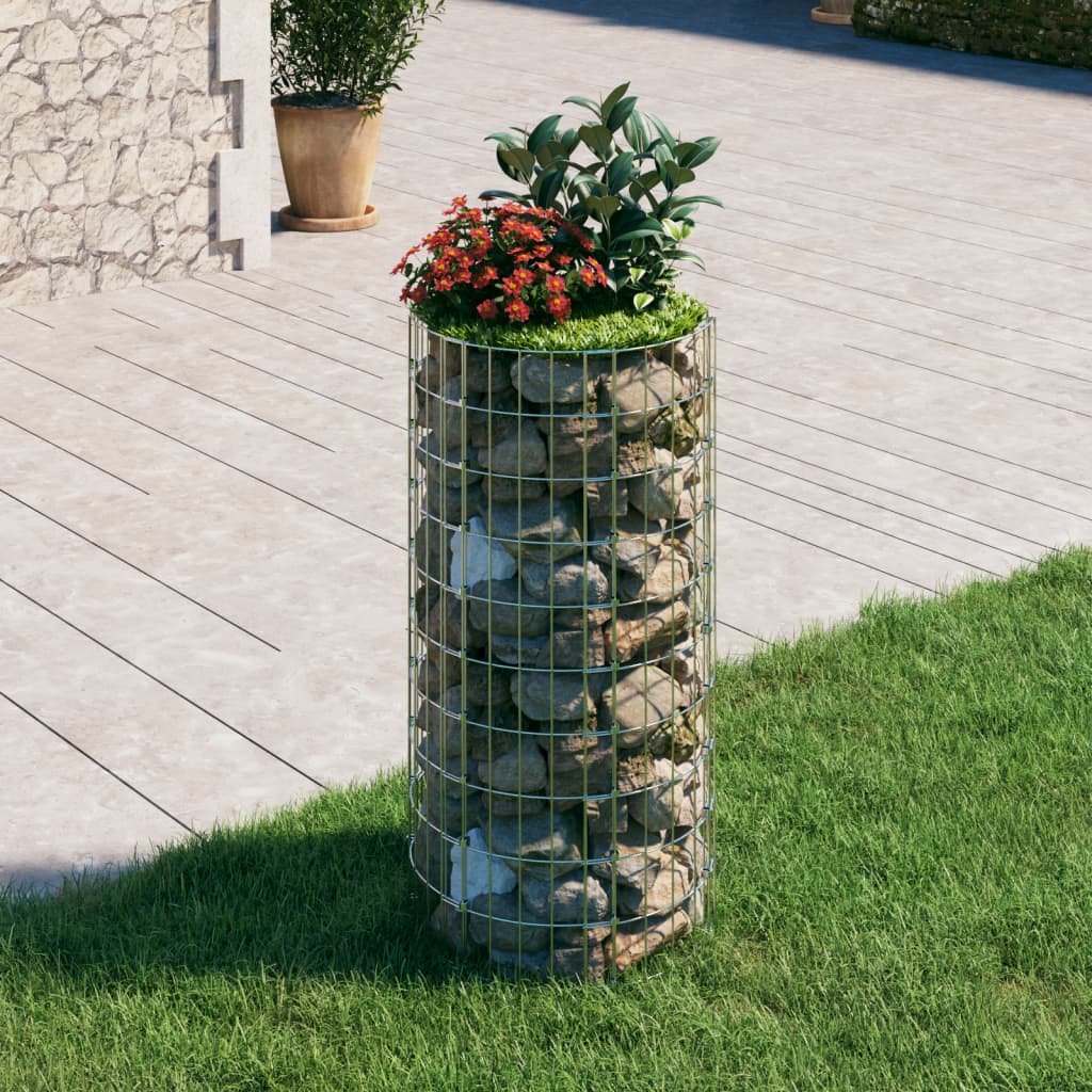 Vidaxl schanskorfpaal rond ø50x100 cm gegalvaniseerd staal