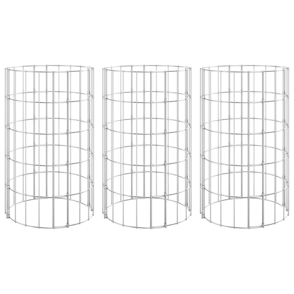 Vidaxl schanskorven plantenbakken 3 st rond gebogen ø30x50 cm staal