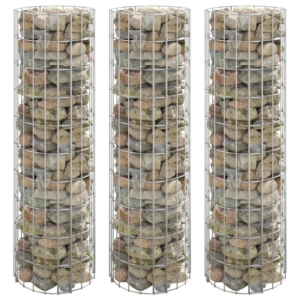 Vidaxl schanskorven plantenbakken 3 st rond gebogen ø30x100 cm staal