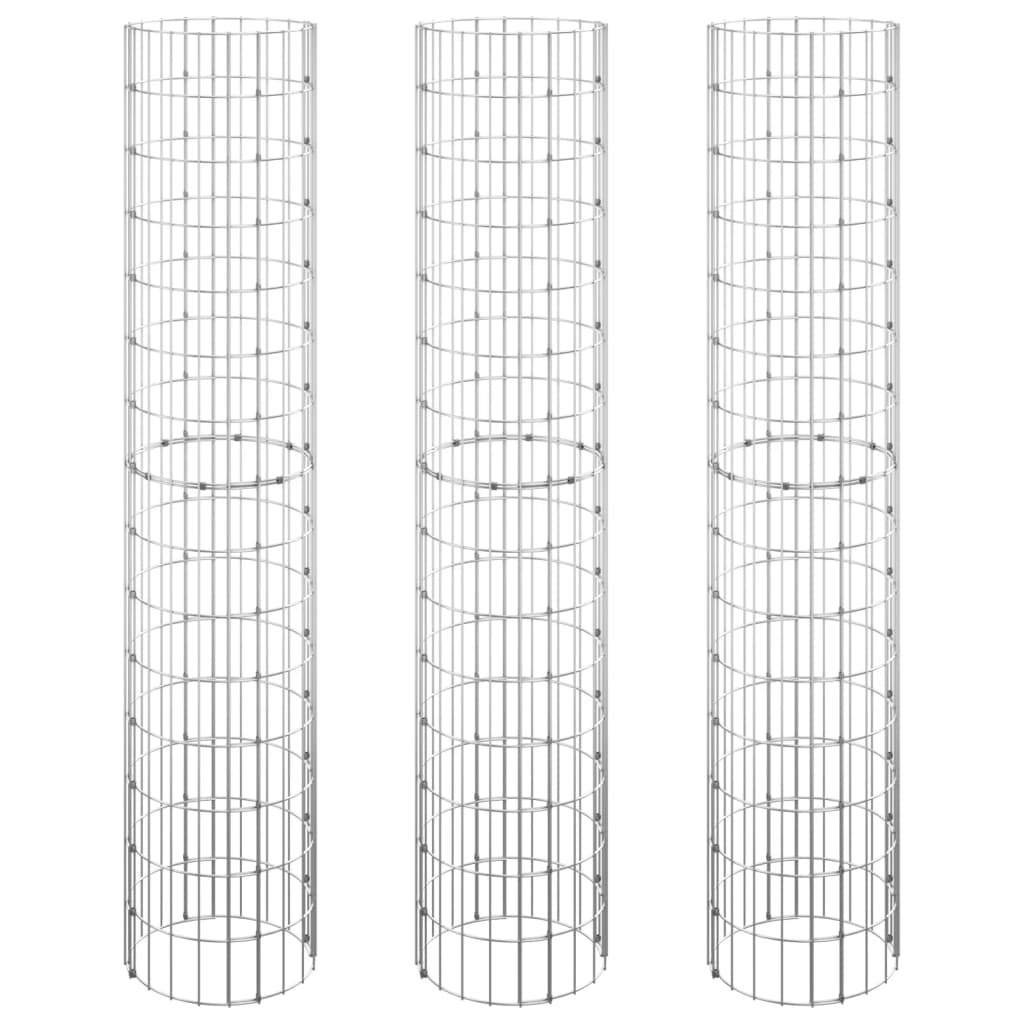 Vidaxl schanskorven plantenbakken 3 st rond gebogen ø30x150 cm staal