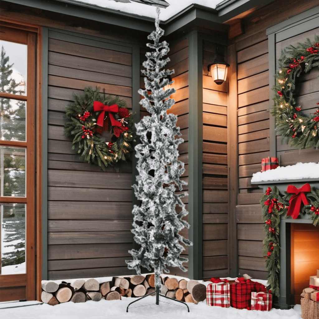 VidaXL Kunstkerstboom half met sneeuw klein 210 cm