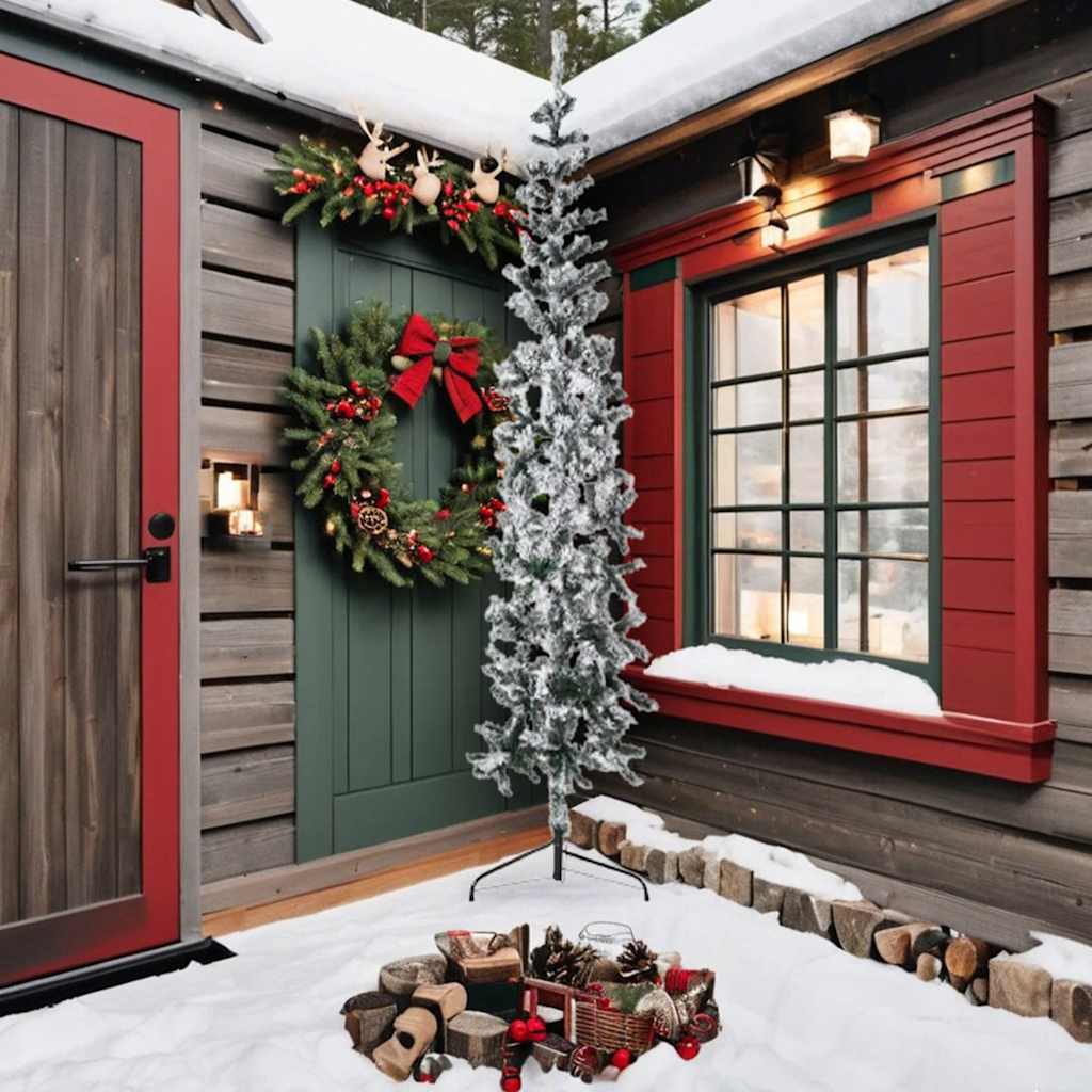 VidaXL Kunstkerstboom half met sneeuw klein 240 cm