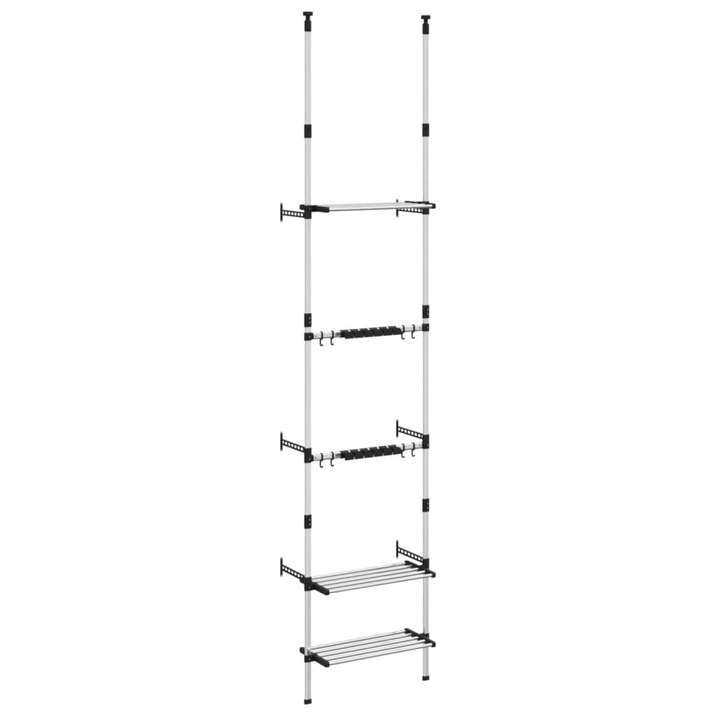 Vidaxl tuinrek met 3 planken telescopisch aluminium zilverkleurig