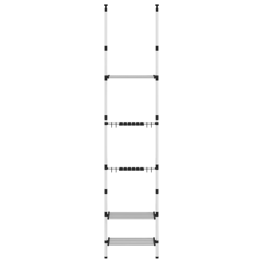 Vidaxl tuinrek met 3 planken telescopisch aluminium zilverkleurig