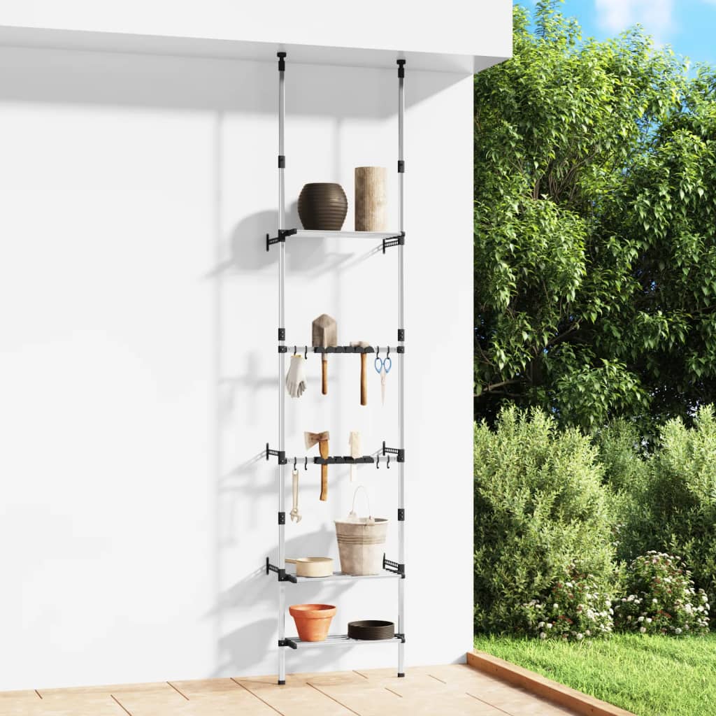Vidaxl tuinrek met 3 planken telescopisch aluminium zilverkleurig