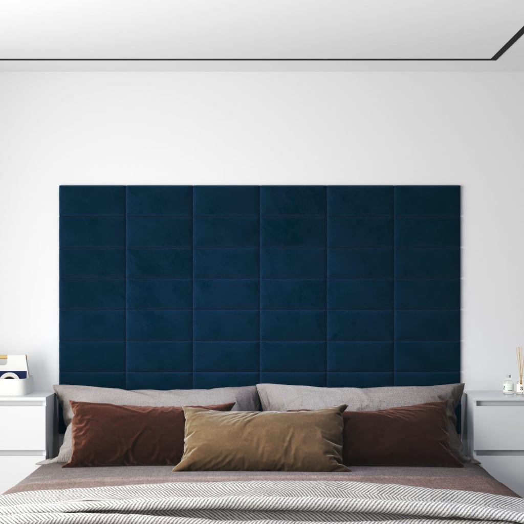 Vidaxl wandpanelen 12 st 0,54 m² 30x15 cm fluweel blauw