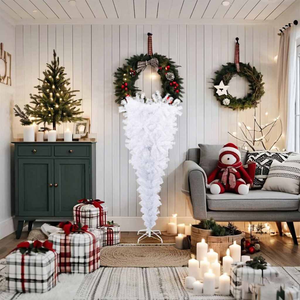 VidaXL Kunstkerstboom met standaard ondersteund 150 cm wit