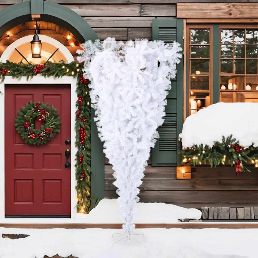 Vidaxl kunstkerstboom met standaard omgekeerd 210 cm wit