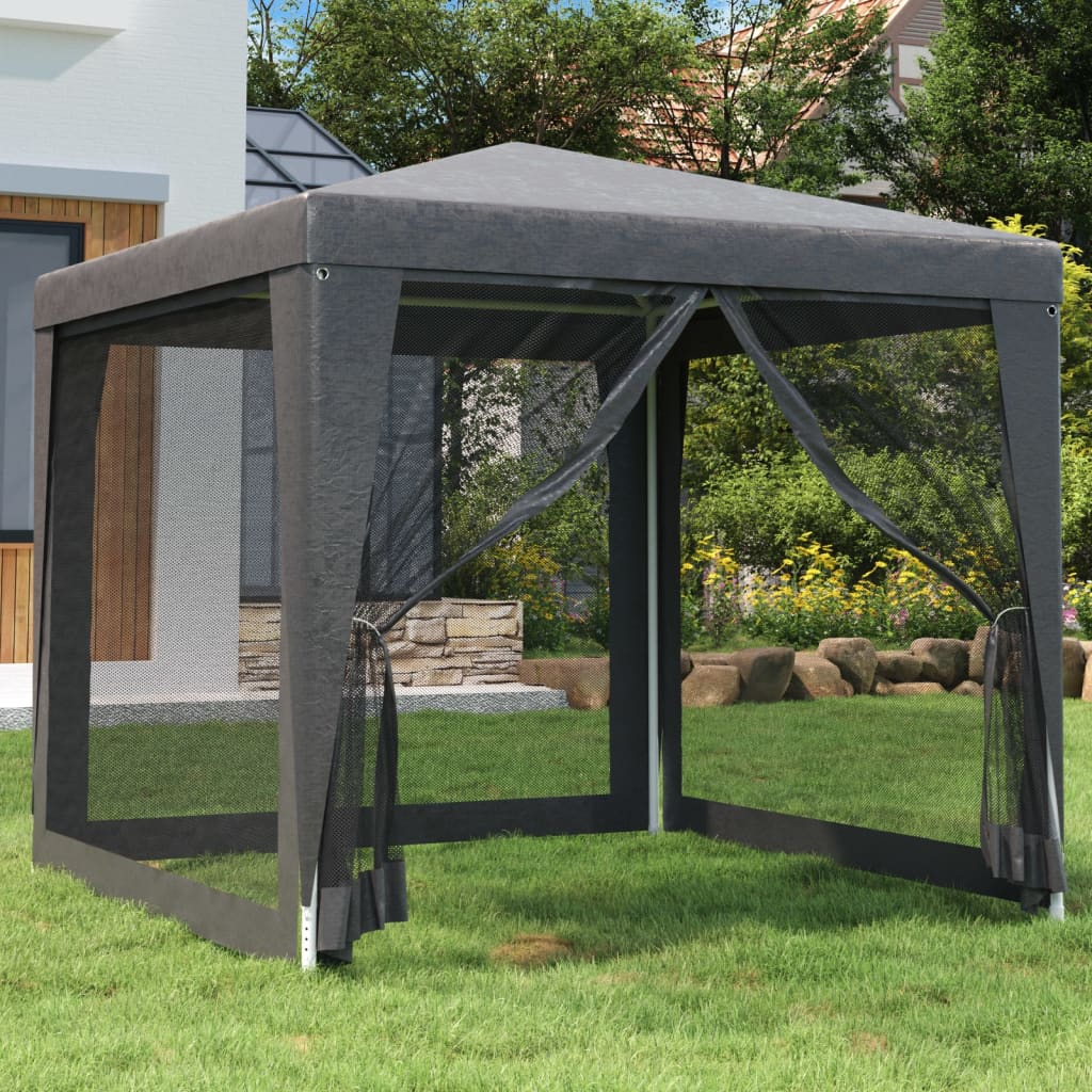 Vidaxl partytent met 4 mesh zijwanden 2,5x2,5m hdpe antracietkleurig
