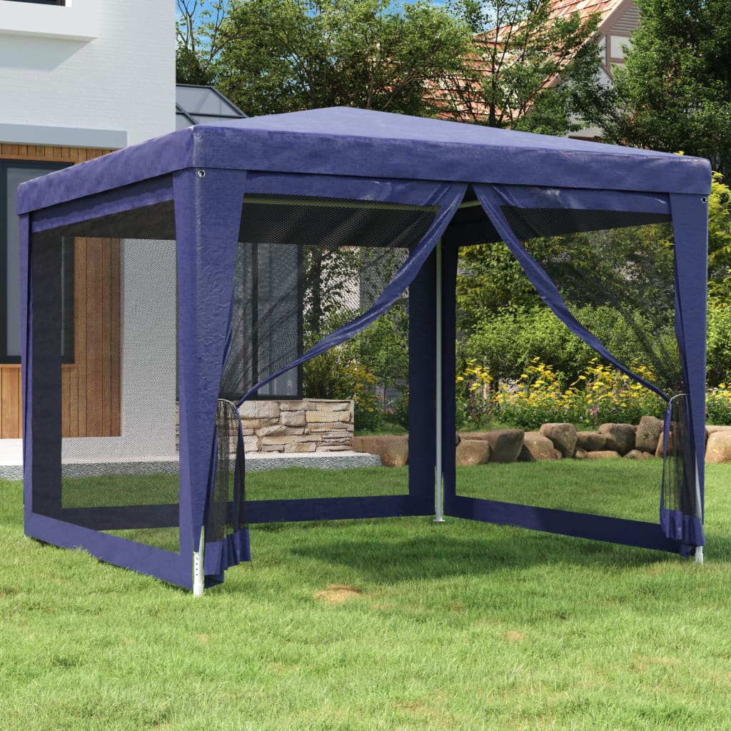 Vidaxl partytent met 4 mesh zijwanden 3x3m hdpe blauw