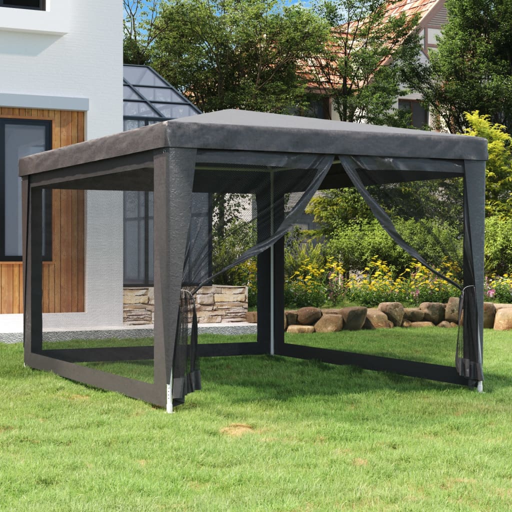 Vidaxl partytent met 4 mesh zijwanden 3x4m hdpe antracietkleurig