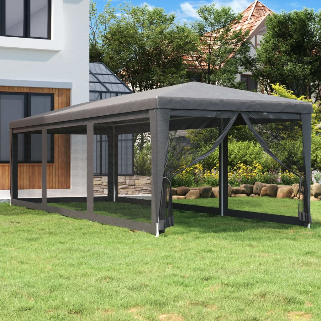 Vidaxl partytent met 8 mesh zijwanden 3x9m hdpe antracietkleurig