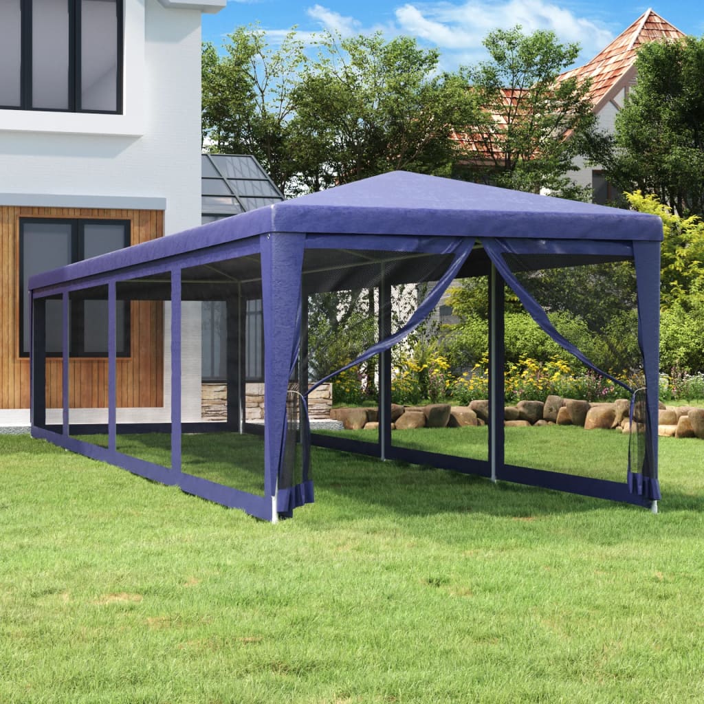 Vidaxl partytent met 10 mesh zijwanden 3x12m hdpe blauw