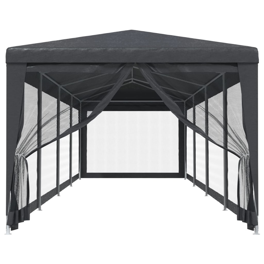 Vidaxl partytent met 10 mesh zijwanden 3x12m hdpe antracietkleurig