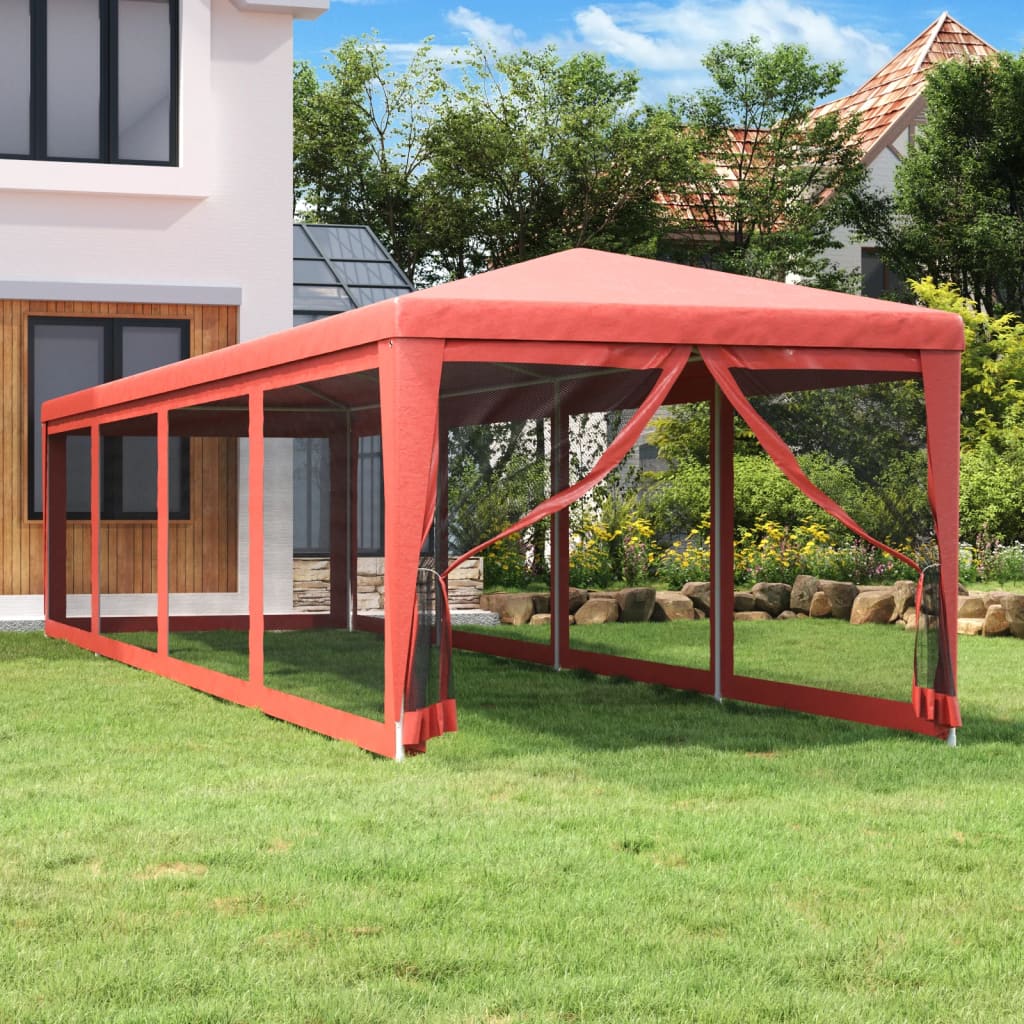 Vidaxl partytent met 10 mesh zijwanden 3x12m hdpe rood