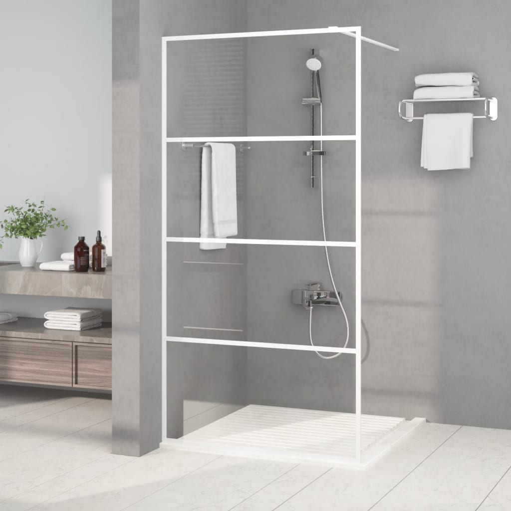 Vidaxl inloopdouchewand 100x195 cm transparant esg-glas wit