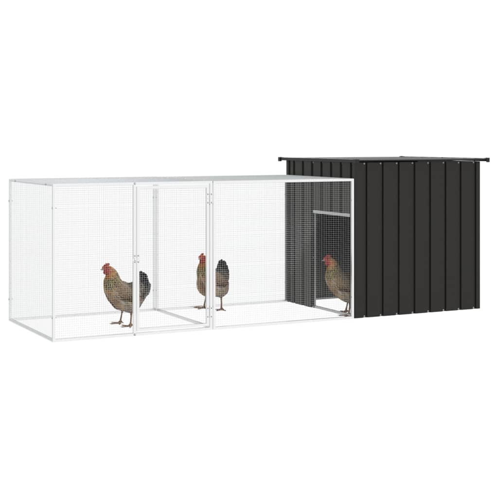 VidaXL Kippenhok 300x91x100 cm gegalvaniseerd staal antracietkleurig