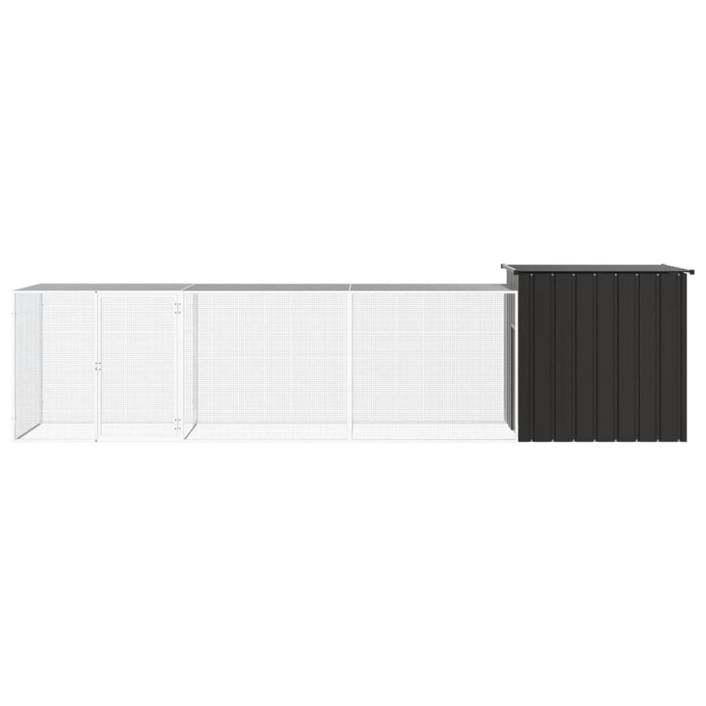 VidaXL Kippenhok 400x91x100 cm gegalvaniseerd staal antracietkleurig