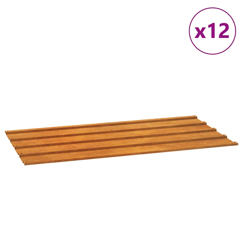 Vidaxl dakpanelen 12 st 80x44 cm cortenstaal roestig