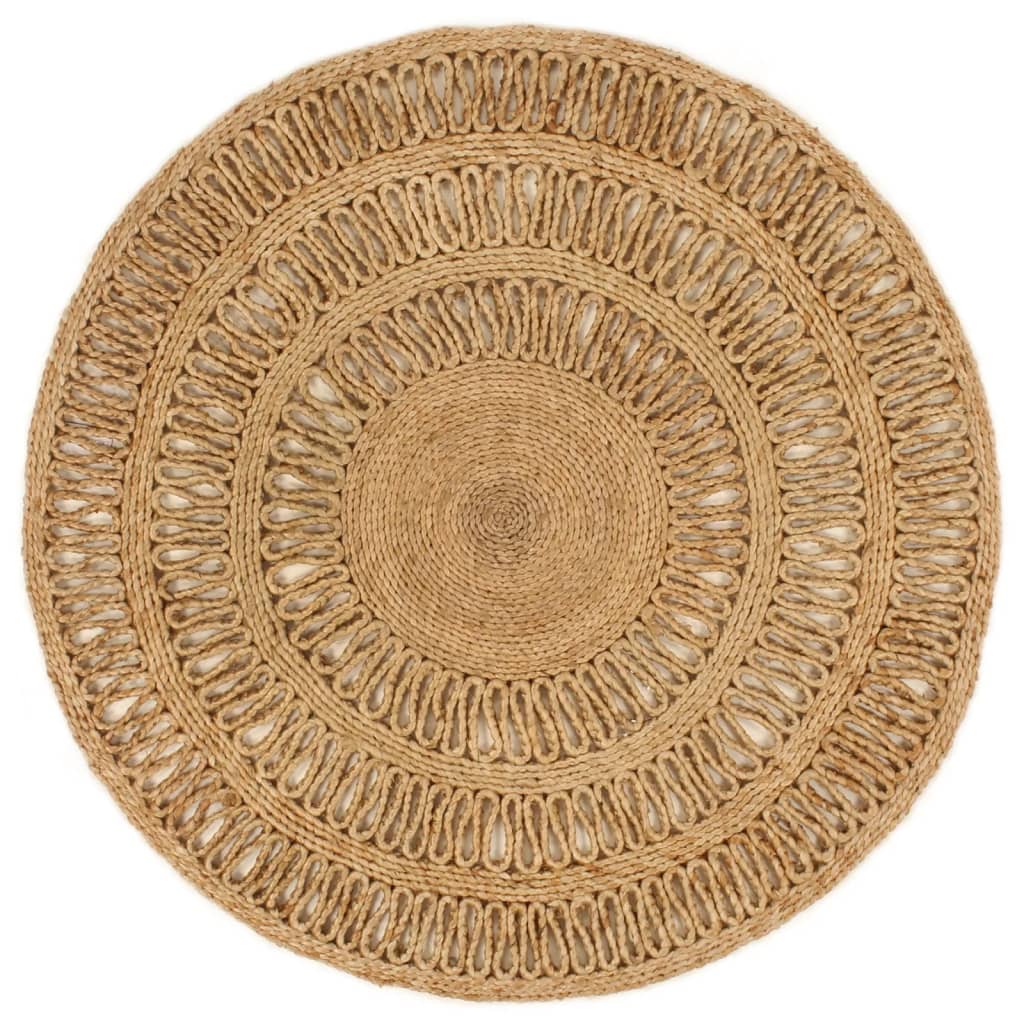 VidaXL Tapijt rond 90 cm gevlochten jute