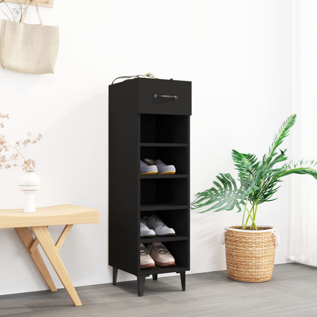 VidaXL Schoenenkast 30x35x105 cm bewerkt hout zwart