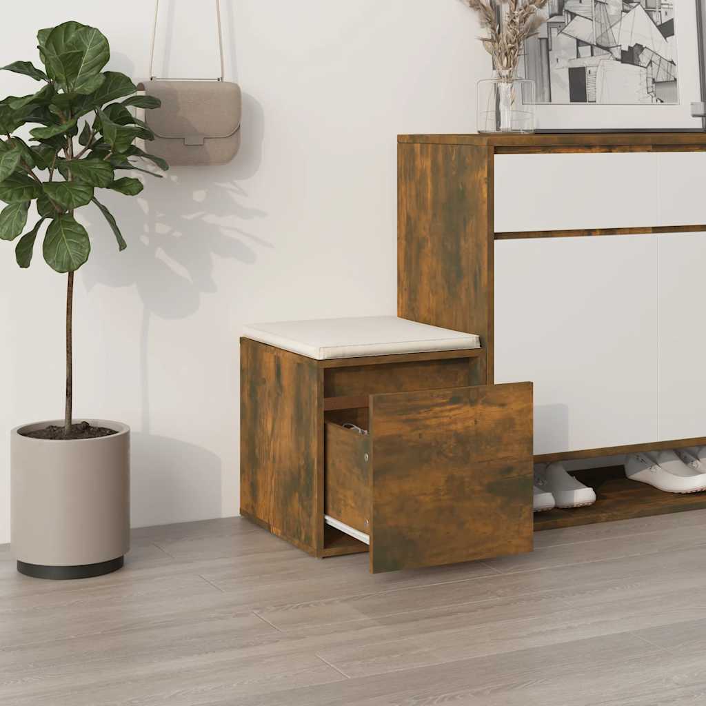 Vidaxl opbergbox met lade 40,5x40x40 cm bewerkt hout gerookt eiken