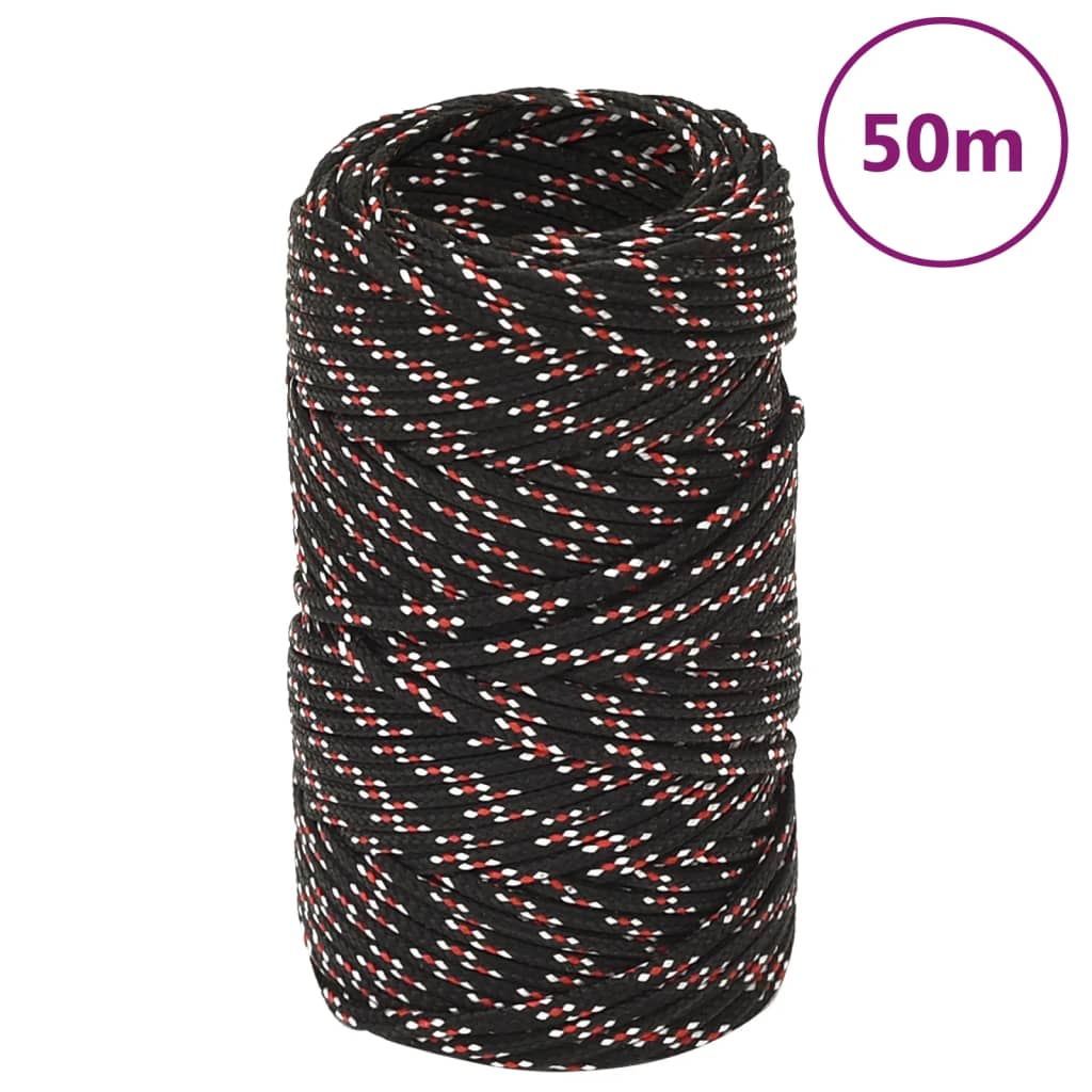 Vidaxl laars touw 2 mm 50 m polypropyleen zwart