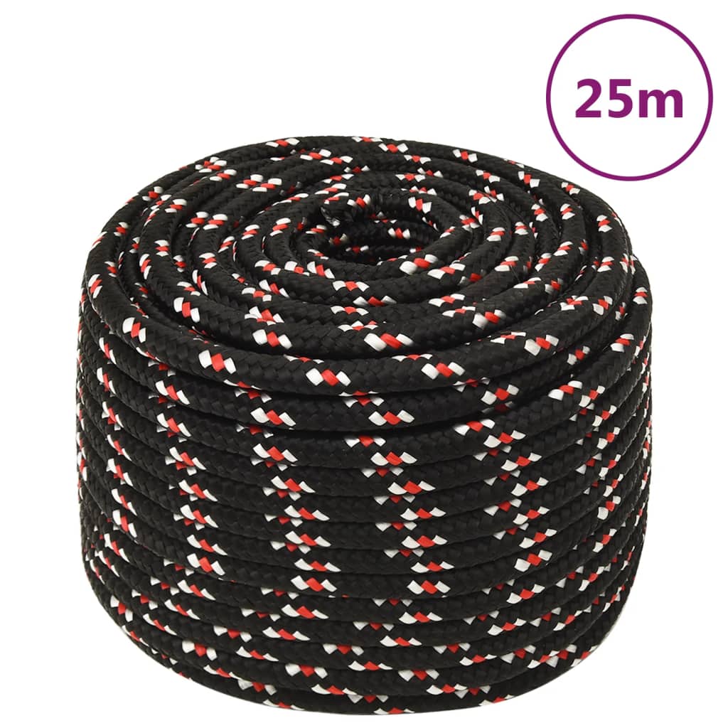 Vidaxl laars touw 12 mm 25 m polypropyleen zwart
