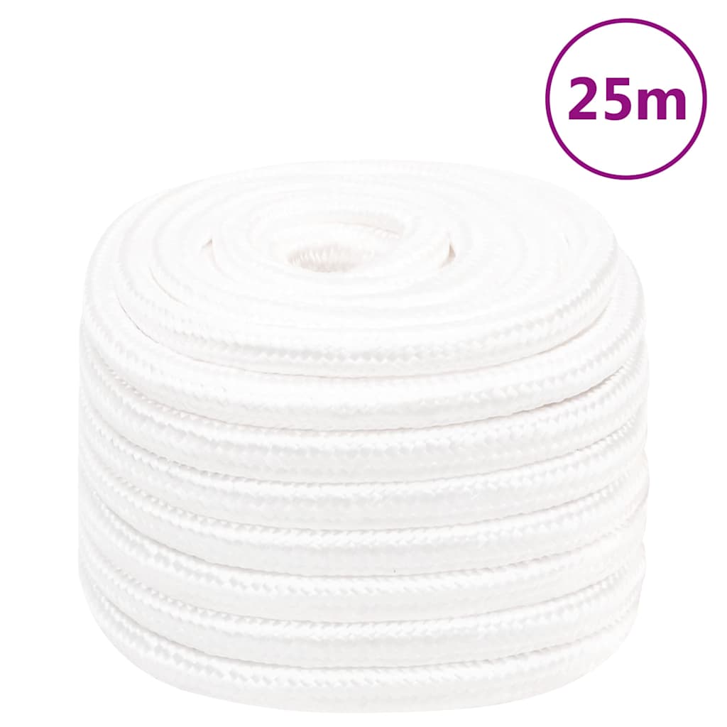 Vidaxl boottouw 20 mm 25 m polypropyleen volwit