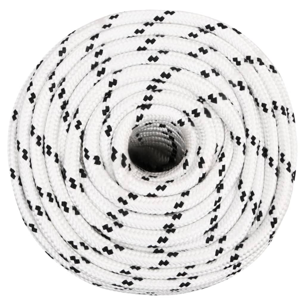 Vidaxl boottouw gevlochten 14 mmx100 m polyester wit