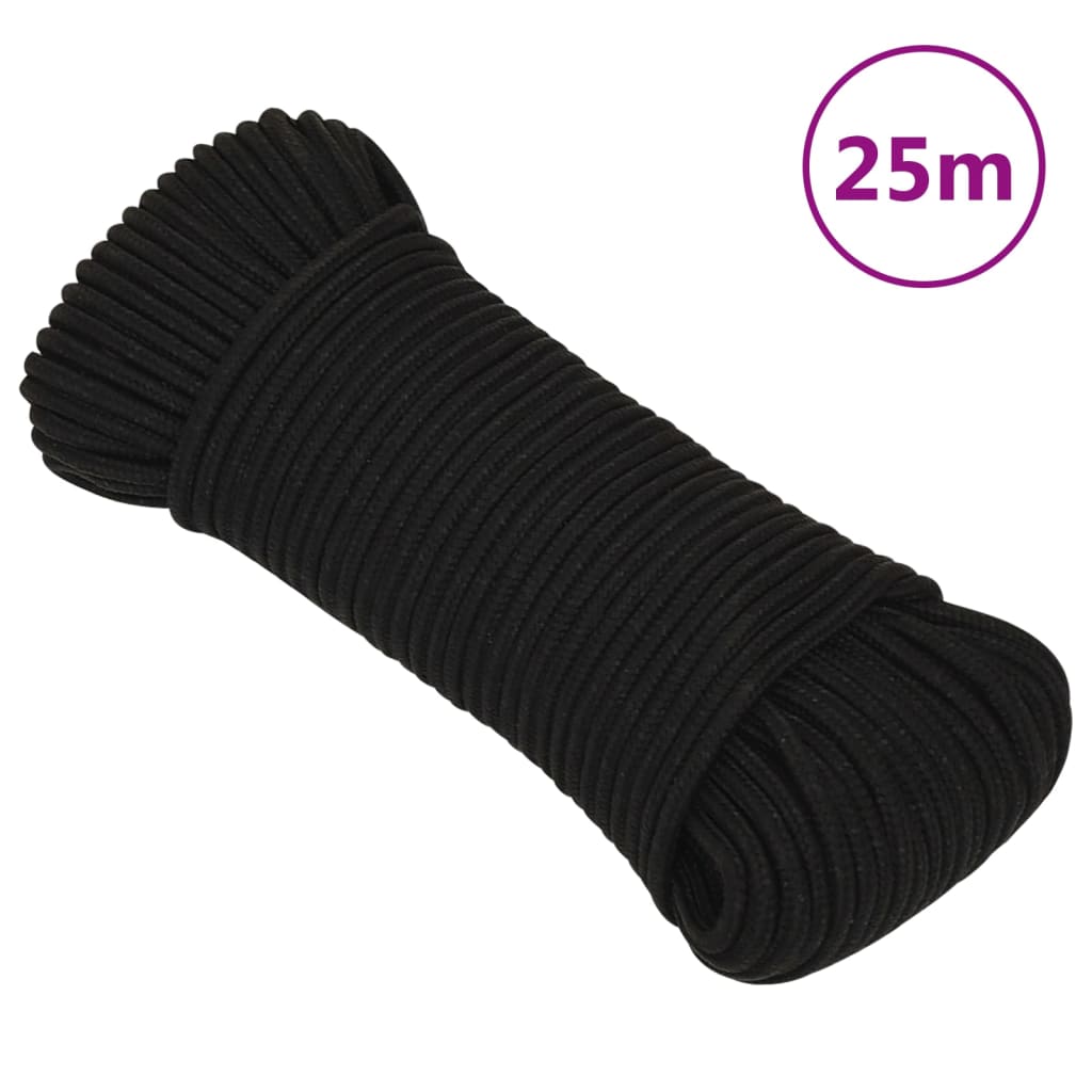 Vidaxl werktouw 5 mm 25 m polyester zwart
