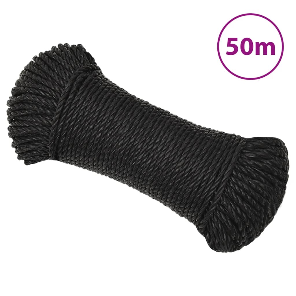Vidaxl werktouw 3 mm 50 m polypropeen zwart