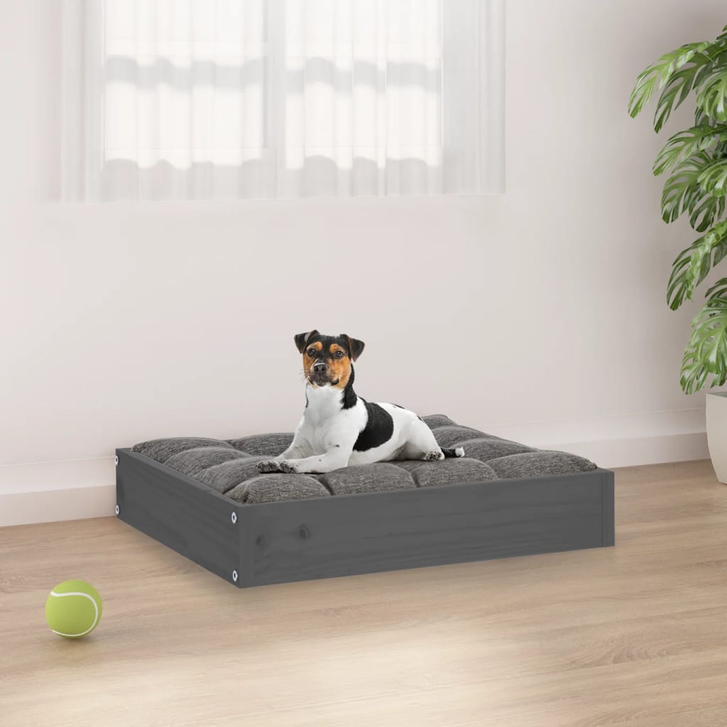 Vidaxl hondenmand 51,5x44x9 cm massief groenenhout grijs