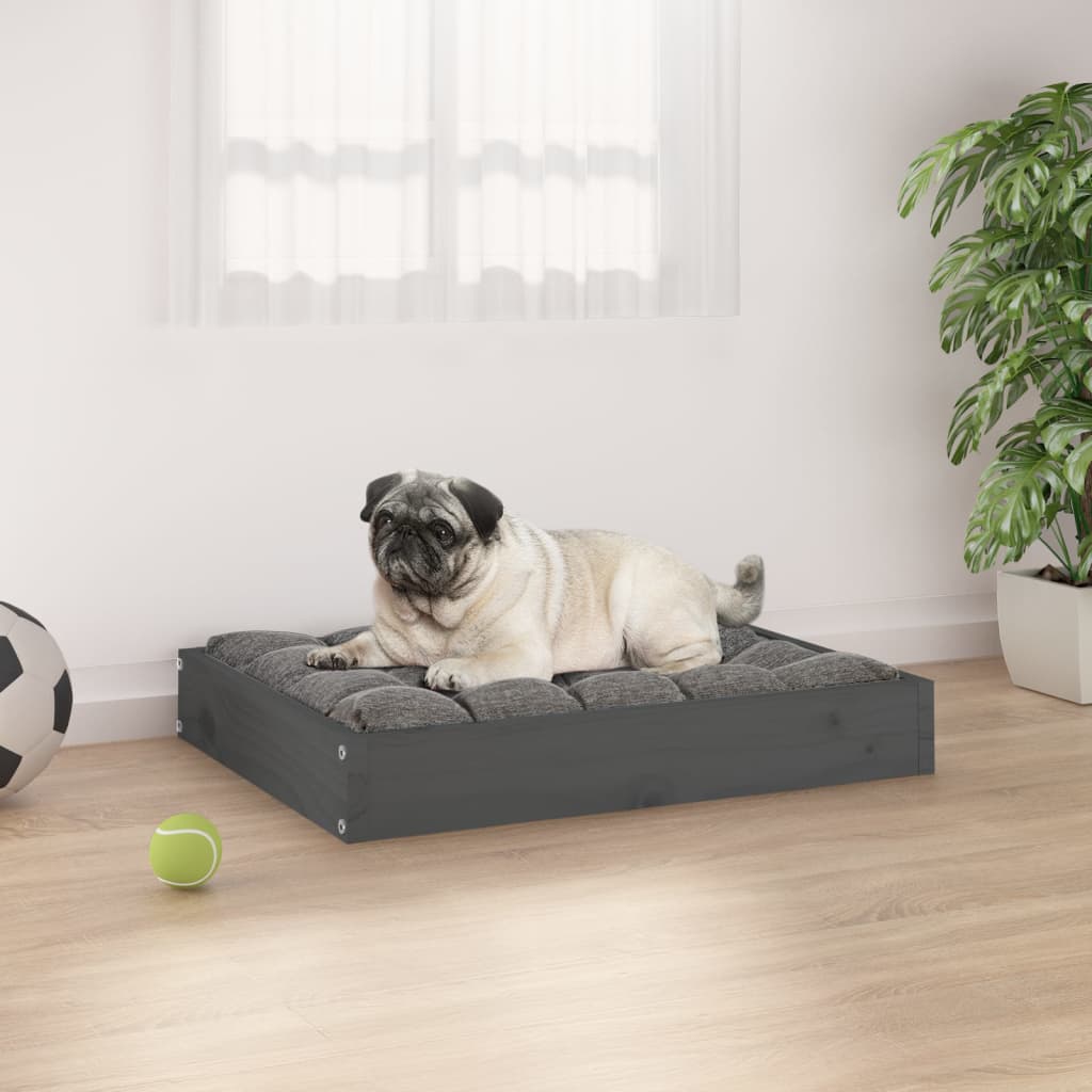 Vidaxl hondenmand 61,5x49x9 cm massief groenenhout grijs