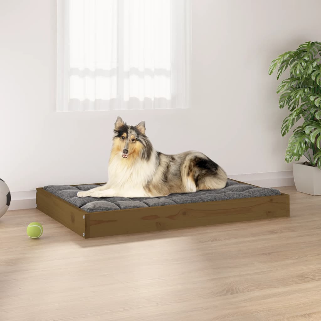 Vidaxl hondenmand 91,5x64x9 cm massief groenhout honingbruin