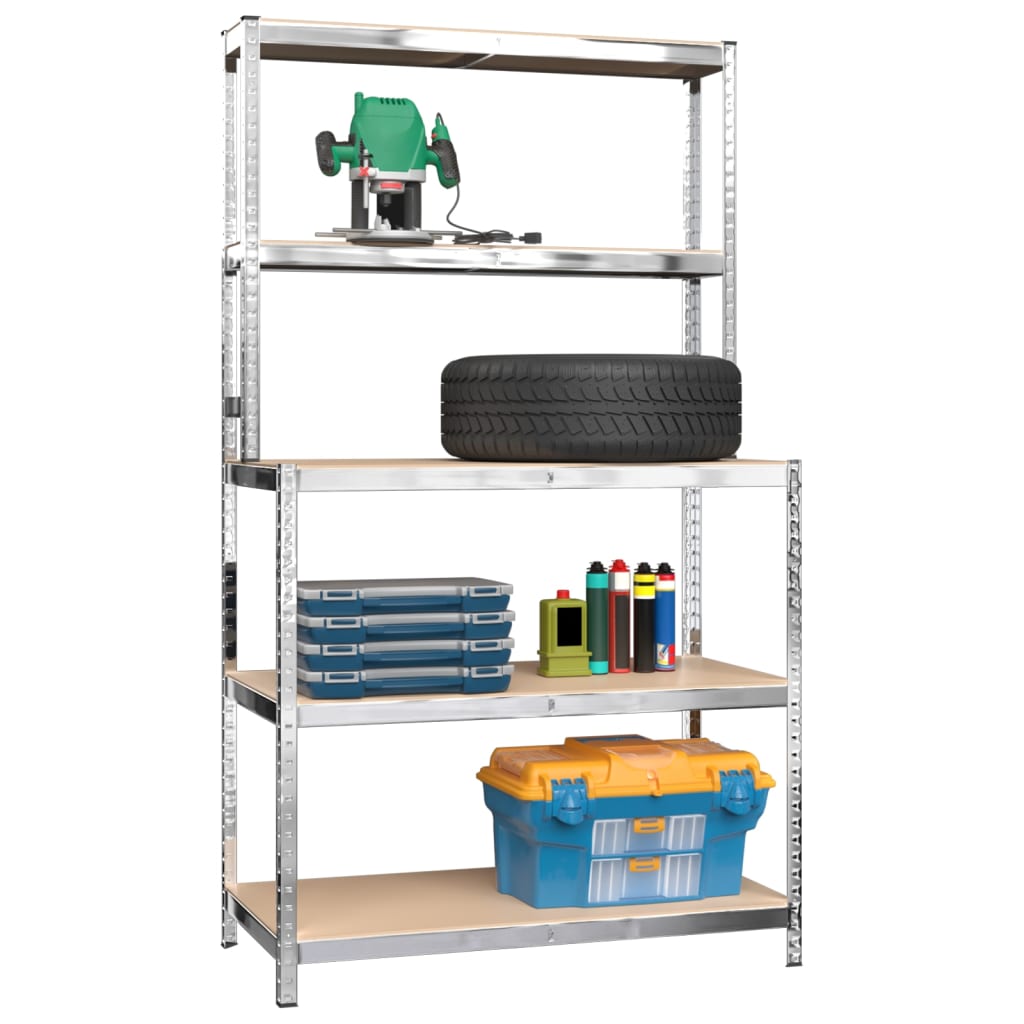 Vidaxl werktafel 5-laags met schappen staal bewerkt houtkleur